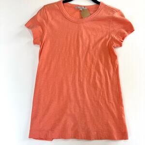 Gap Womens Boy Tee Small Coral Crew Neck Short Sleeve Cotton Contrast Seam